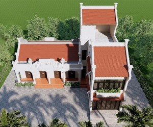 Mẫu nhà thờ họ 3 gian 2 chái kết hợp nhà ở 2 tầng tại Yên Mô Ninh Bình